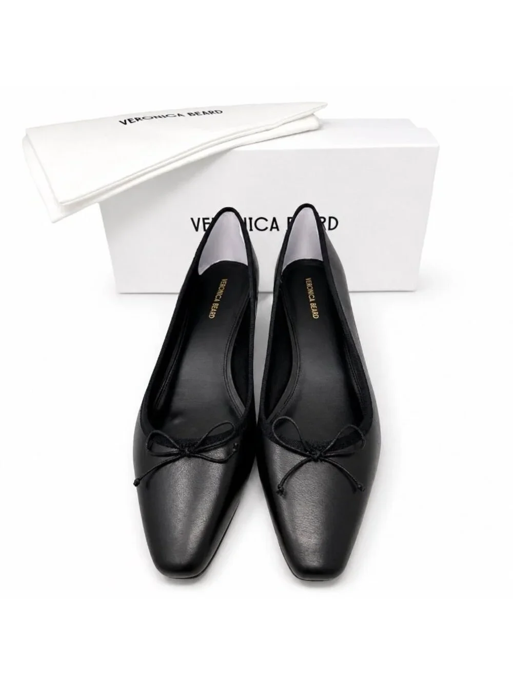 Veronica Beard Cecile Ballet Pumps Black Leather Womens 10.5 M Snip Toe